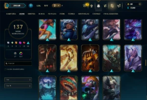 Prata 3 com 100 Champs e 137 Skins ( MID / SUP / TOP ) - League of Legends LOL