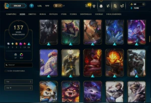 Prata 3 com 100 Champs e 137 Skins ( MID / SUP / TOP ) - League of Legends LOL