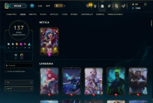 Prata 3 com 100 Champs e 137 Skins ( MID / SUP / TOP ) - League of Legends LOL