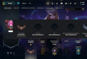 Bronze 1 com TODOS os champs e 135 Skins ( MAIN MID )