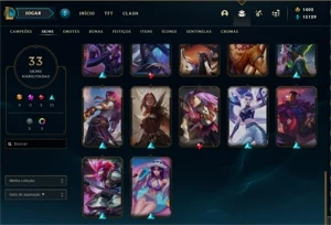 conta league of legends 800 reais em skins BARATO LOL