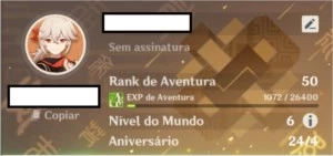Conta AR50 com Zhongli, Diluc, Kazuha e Jean - Genshin Impact