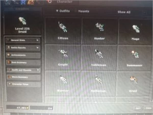 Druid Level 226 (Bona) + 2 Knight's - 146 e 131 + charmaker - Tibia