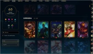 Conta LoL Platina 3 TODOS os champs 60 skins épicas e legado - League of Legends