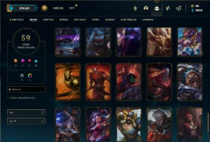 Bronze 4 com 90 Champs e 59 Skins + 4 Fragmentos - League of Legends LOL