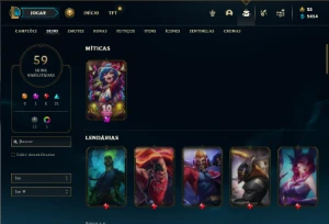 Bronze 4 com 90 Champs e 59 Skins + 4 Fragmentos - League of Legends LOL