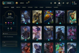 Bronze 4 com 90 Champs e 59 Skins + 4 Fragmentos - League of Legends LOL