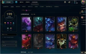 Conta de lol, level 310, Diamante 4, 199 skins, 130 champs - League of Legends