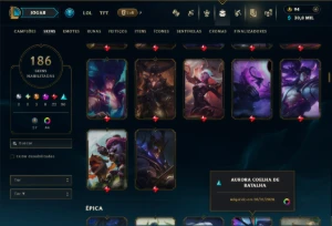 Diamante 4 com 140 Champs e 186 Skins +6 Prestigios - League of Legends LOL