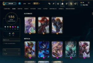 Diamante 4 com 140 Champs e 186 Skins +6 Prestigios - League of Legends LOL