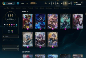 Diamante 4 com 140 Champs e 186 Skins +6 Prestigios - League of Legends LOL