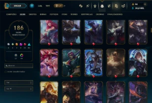 Diamante 4 com 140 Champs e 186 Skins +6 Prestigios - League of Legends LOL