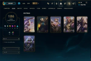 Diamante 4 com 140 Champs e 186 Skins +6 Prestigios - League of Legends LOL