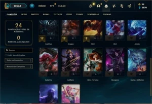 Conta prata 1 com 22 Champs e 3 Skins + 4 Espolios - League of Legends LOL