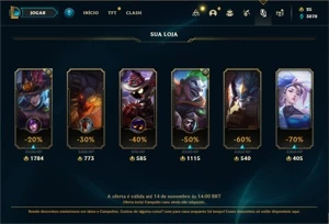 Conta prata 1 com 22 Champs e 3 Skins + 4 Espolios - League of Legends LOL