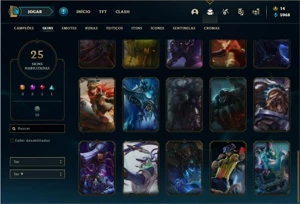 Conta unranked com 49 Champs e 25 Skins + 2 Prestigios - League of Legends LOL