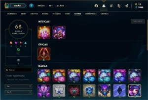 Conta unranked com 49 Champs e 25 Skins + 2 Prestigios - League of Legends LOL