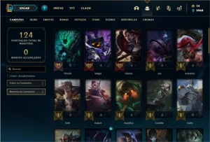 Conta unranked com 49 Champs e 25 Skins + 2 Prestigios - League of Legends LOL