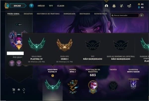 Conta Platina 4 com TODOS os champs e 312 Skins +2 Prestigio - League of Legends LOL