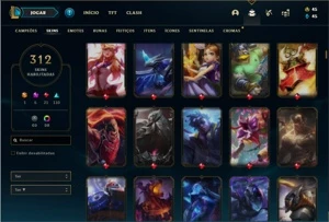 Conta Platina 4 com TODOS os champs e 312 Skins +2 Prestigio - League of Legends LOL
