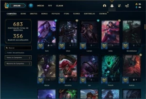 Conta Platina 4 com TODOS os champs e 312 Skins +2 Prestigio - League of Legends LOL