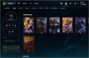 Conta full champs e 76 skins - League of Legends LOL