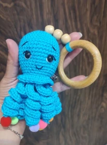 Amigurumi Chocalho Polvo Azul - Artesanato e Personalizados