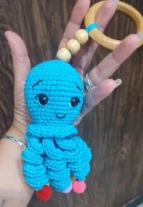 Amigurumi Chocalho Polvo Azul - Artesanato e Personalizados