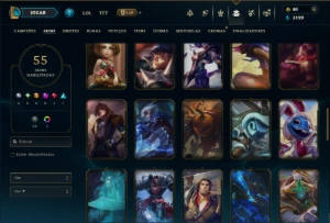 Unranked com 100 Champs e 55 Skins ( MID / JG ) - League of Legends LOL