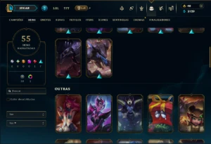 Unranked com 100 Champs e 55 Skins ( MID / JG ) - League of Legends LOL