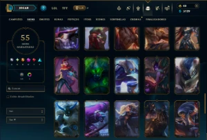 Unranked com 100 Champs e 55 Skins ( MID / JG ) - League of Legends LOL
