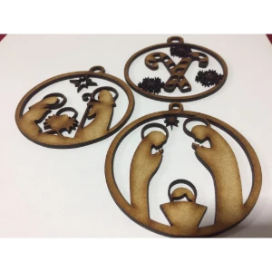 Bolas Natalinas Sortidas em MDF - Kits de 5 ou 10 - Artesanato e Personalizados