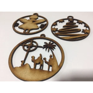 Bolas Natalinas Sortidas em MDF - Kits de 5 ou 10 - Artesanato e Personalizados