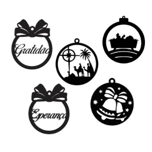 Bolas Natalinas Sortidas em MDF - Kits de 5 ou 10 - Artesanato e Personalizados