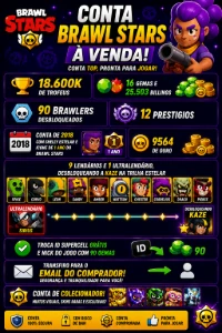 Conta De 2018 Colecionador / 90 Brawlers / Shelly Estelar - Brawl Stars