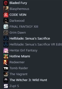 Conta Steam lvl24+Code Vein+Witcher3+Hellblade+Blasphemous+