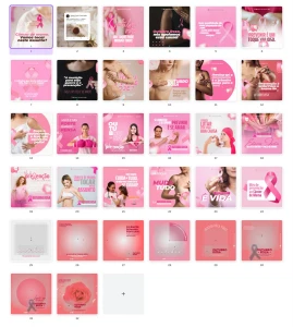 Pack Canva Outubro Rosa - 32 Artes Editáveis - Serviços Digitais