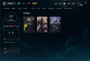 Conta Unranked com 100 e 55 Skins ( MID / ADC / SUP ) - League of Legends LOL