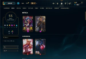 Conta Unranked com 100 e 55 Skins ( MID / ADC / SUP ) - League of Legends LOL