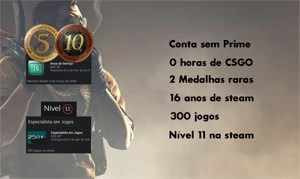 Steam Old 16 anos, Medalha de 10 e 5 anos, +250 jogos - Counter Strike CS
