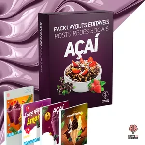 Pack De Artes Editáveis Açai (Açaiteria E Sorveteria) - Serviços Digitais