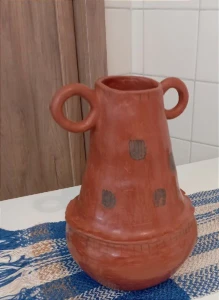 Vaso Terracota em Cerâmica Natural 23cm - Artesanato e Personalizados