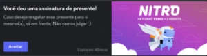 Discord Nitro Gaming Mensal + 2 Impulsos - GIFT