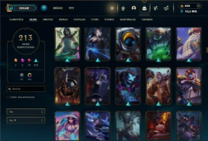 Mestre com TODOS os champs e 213 Skins + 150 PDL - League of Legends LOL