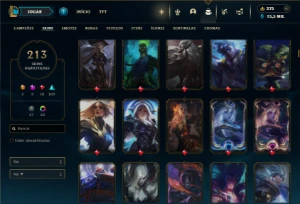 Mestre com TODOS os champs e 213 Skins + 150 PDL - League of Legends LOL