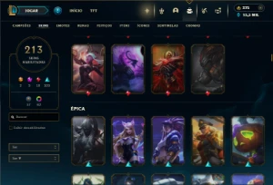 Mestre com TODOS os champs e 213 Skins + 150 PDL - League of Legends LOL