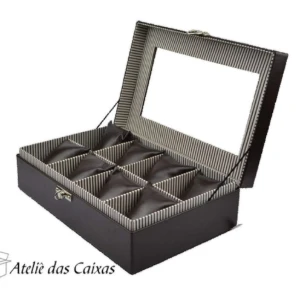 Caixa Marrom para 8 Relógios com Almofadinhas - Artesanato e Personalizados