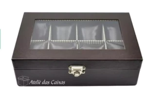 Caixa Marrom para 8 Relógios com Almofadinhas - Artesanato e Personalizados