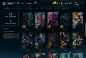 Unranked com 40 Champs e 38 Skins - League of Legends LOL