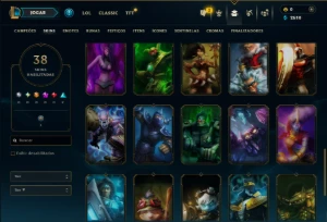 Unranked com 40 Champs e 38 Skins - League of Legends LOL